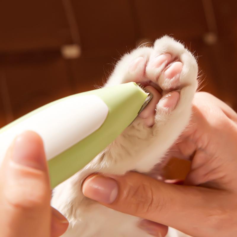 Rechargeable Pet Paw & Hair Trimmer - Safe Rounded Edge, Low Noise, Vibrating Electric Clipper with Light
