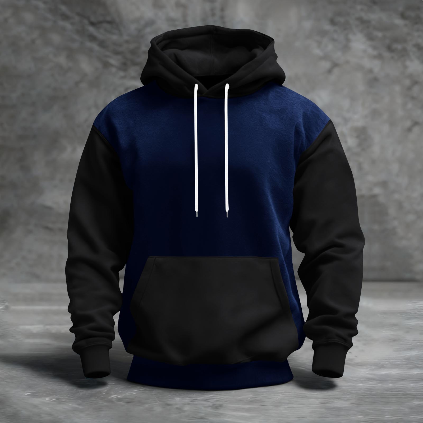 

Чоловічий світшот з капюшоном у кольоровій гамі з кишенями, повсякденний та зручний M чорний