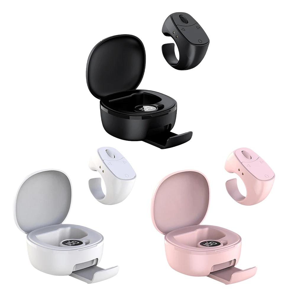 Fingertip Remote Control Bluetooth-Compatible 5.3 Scrolling Ring Multi-Function Selfie Button Digital Display for Outdoor Travel