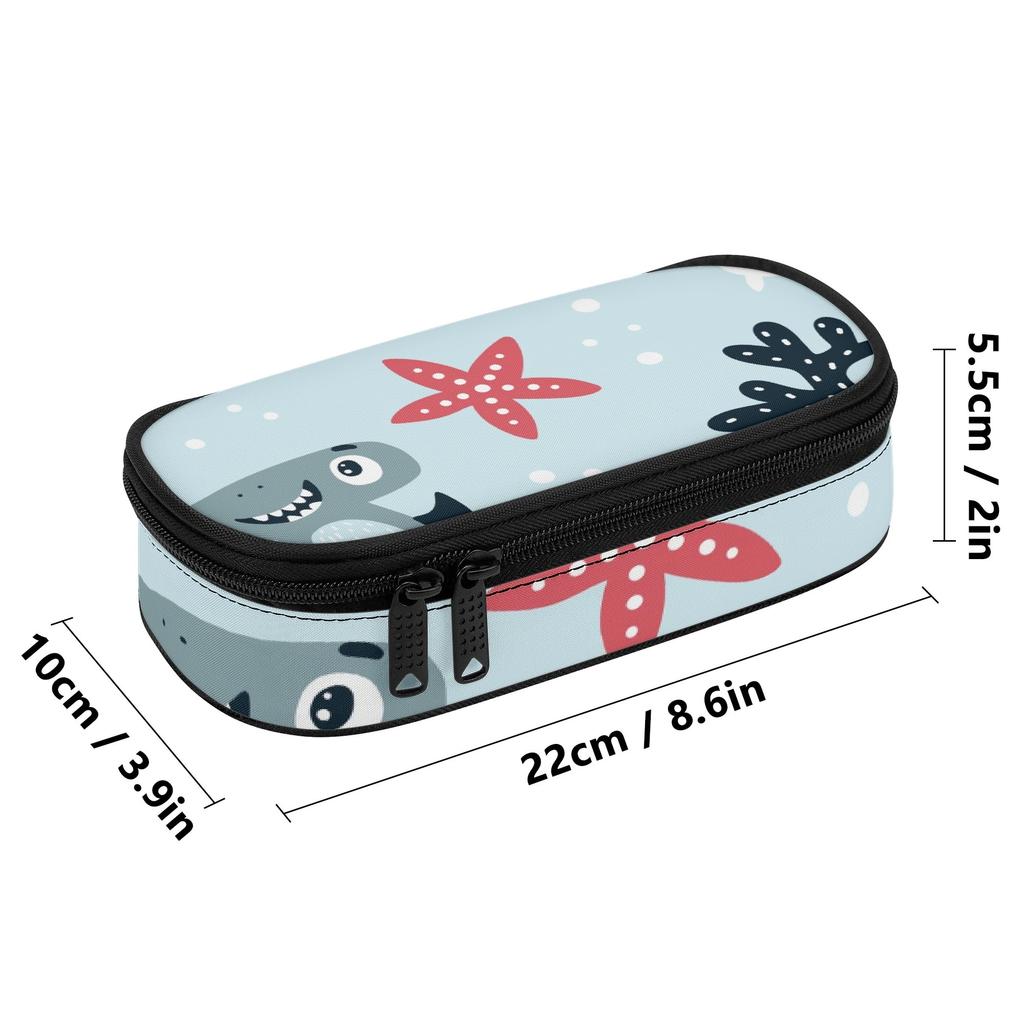 Pencil Bag Zip Around Closure Large Capacity Durable 300D Polyester with Main Compartment Mesh Pocket and Pen Slots for Students