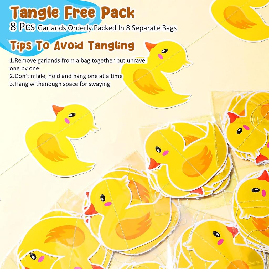 8 Pcs Duck Hanging Decoration Duck Garland Banner Cute Yellow Banner for Birthday Party Baby Showers Decoration Supplies Photo Booth Props