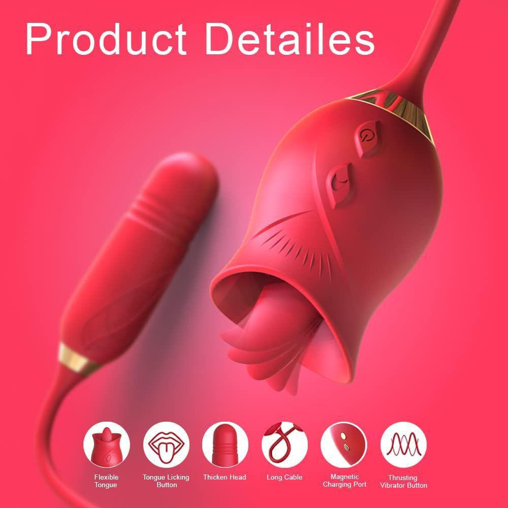 Dual-Head Gardenia Vibrator: Licking, Sucking, & Telescopic Features for Women's Pleasure