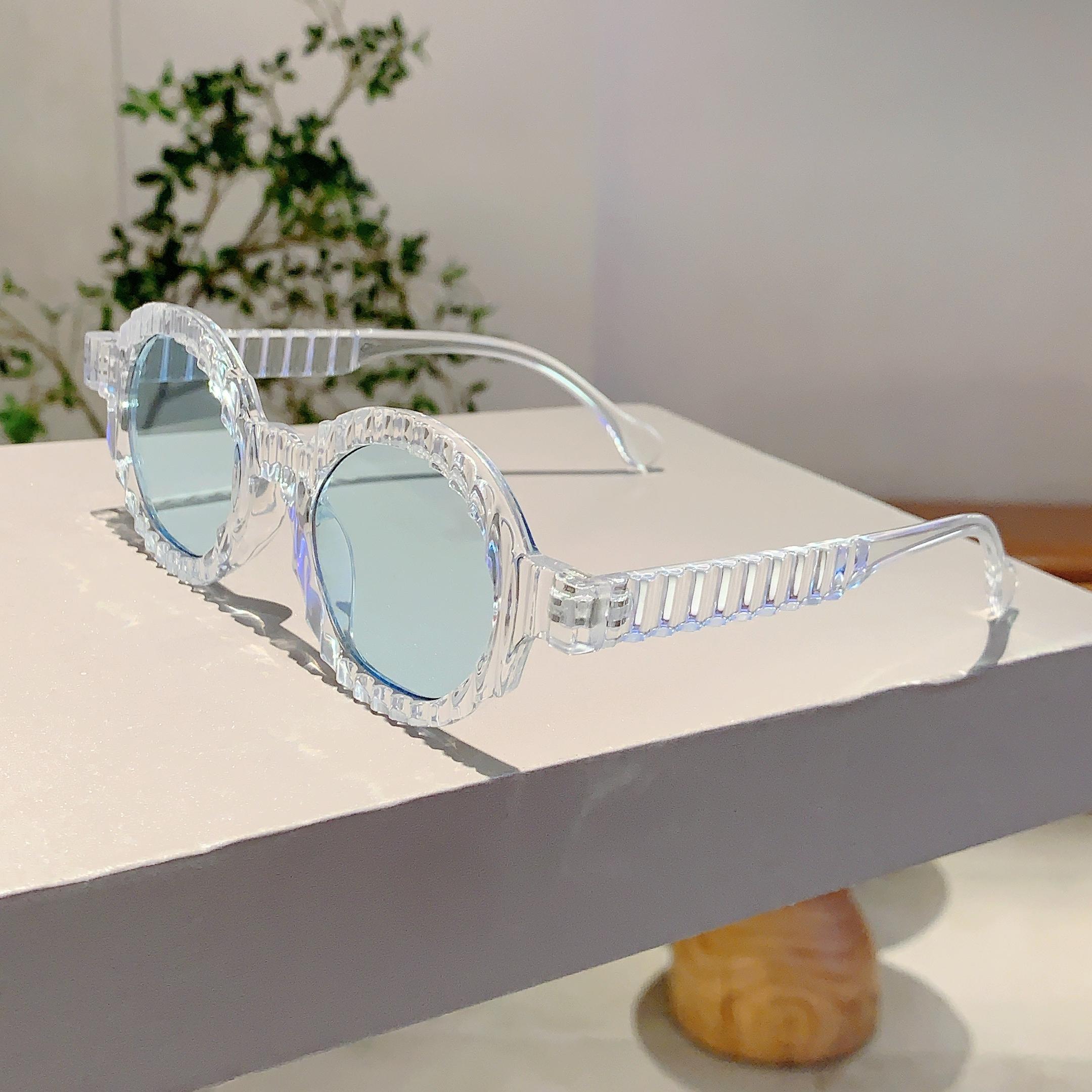 

KAMMPT Vintage Round Sunglasses 2024 New Stylish Multicolor Beach Shades Women Trendy Fashion Luxury Design Vacation Sun Glasses as picture shows