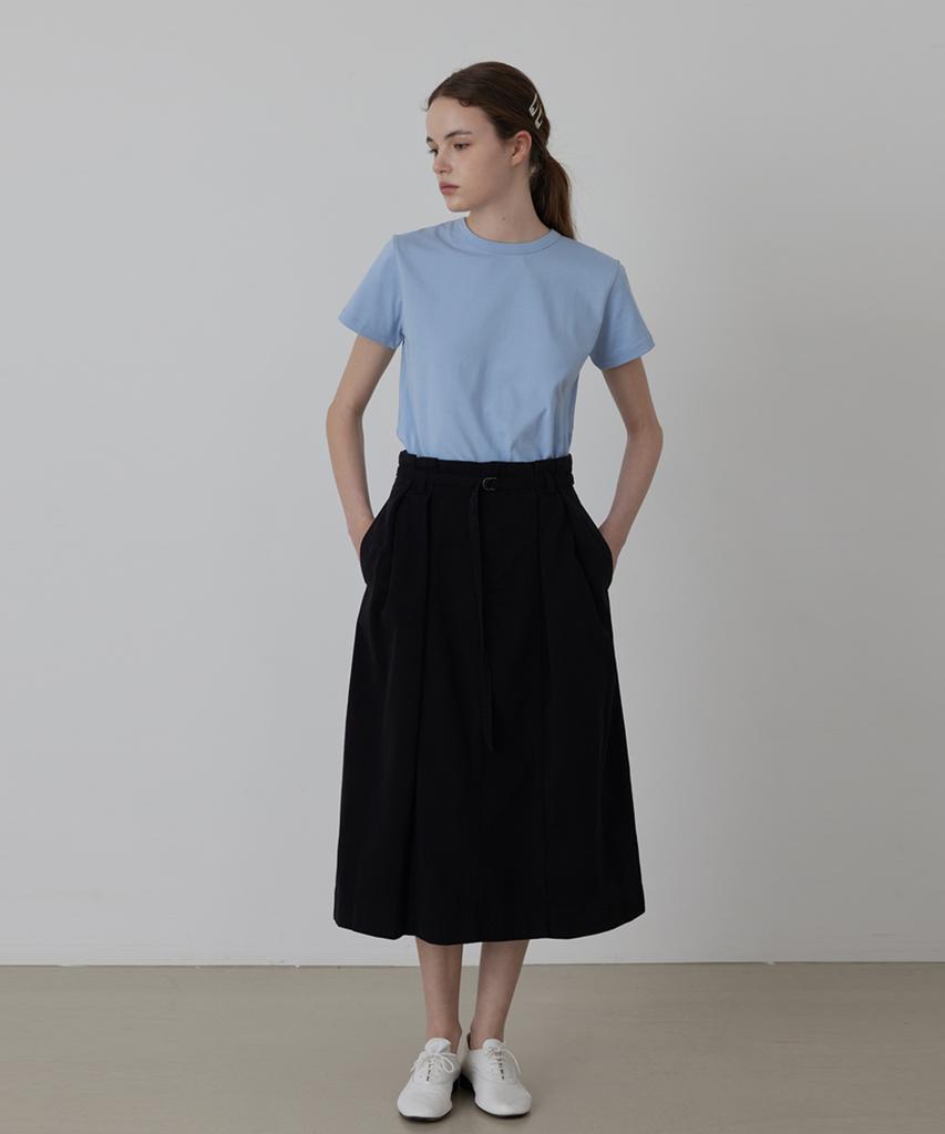 Kwinseulaebis Volume Silhouette Belted Cotton Gathered Skirt_White_2Colors