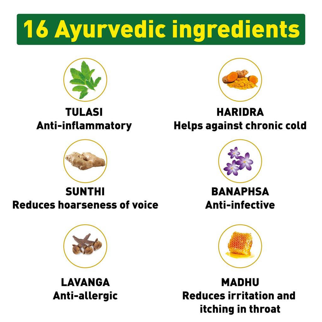 Zandu Ayurvedic Herbal Throat Comfort Syrup Non Drowsy Daily Wellness Liquid Traditional Botanical Blend 100 ml Bottle