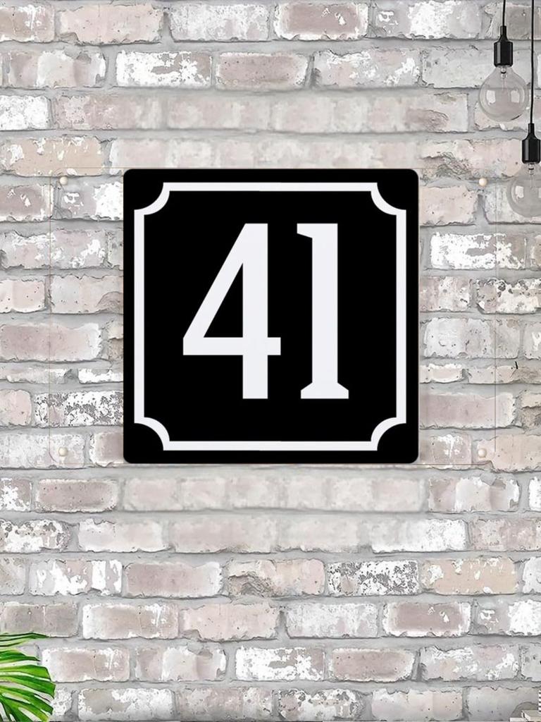 House Number X Classic Black Metal Sign 20x20cm, Modern Door Wall Decor