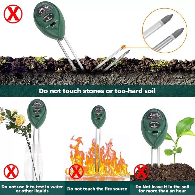 In1 3 Soil Ph Tester Water Moisture Light Test Meter Kit For Garden Tool Plant