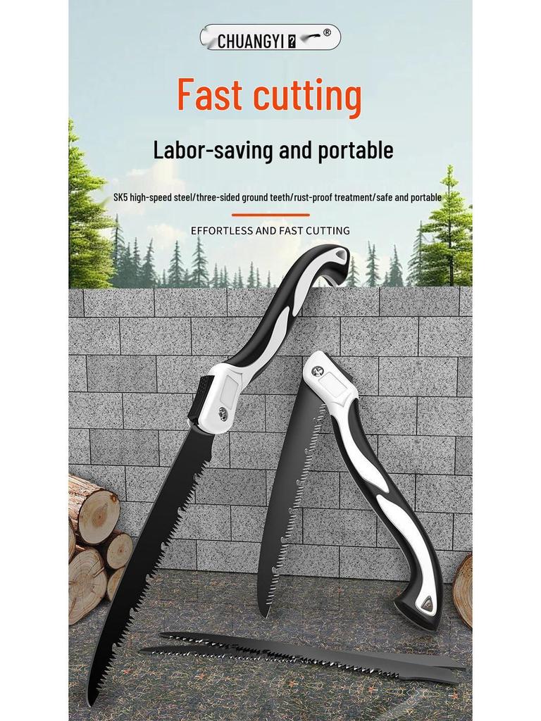Folding Manganese Steel Hand Saw for Woodworking, Tree Cutting, and Gardening