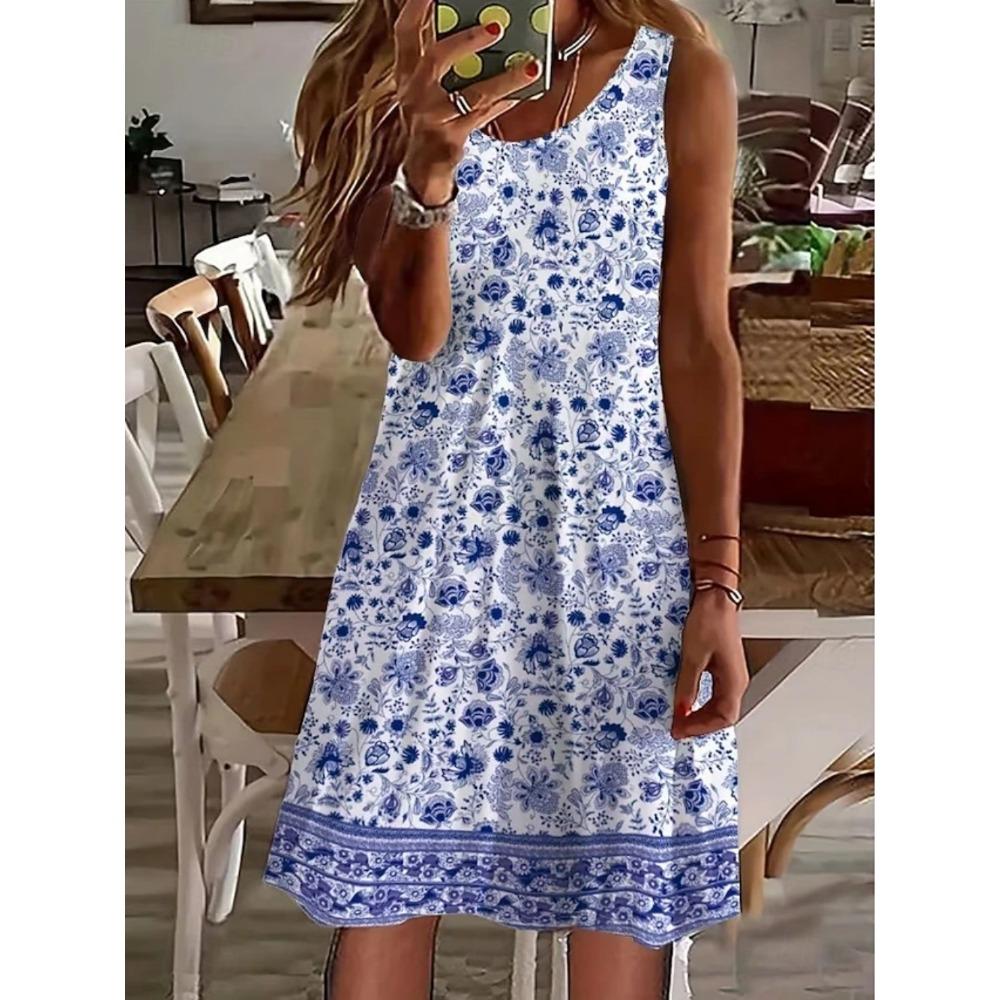Women's Mini Dress A Line Dress Tank Dress Elegant Stylish Casual Daily Regular Fit Floral Graphic Sleeveless O-Neck