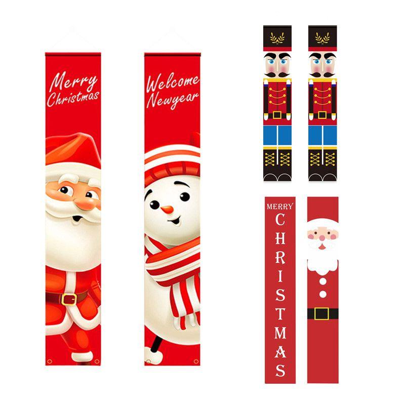 Festive Christmas Door Banner Snowman Santa Hanging Wall Decor