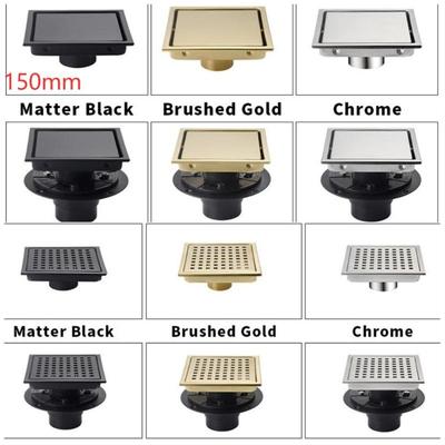 150x150mm Bathroom Floor Drain Big Flow Rate Water Outlet Hidden Cover Stainless Steel Toilet Drainage Supplies