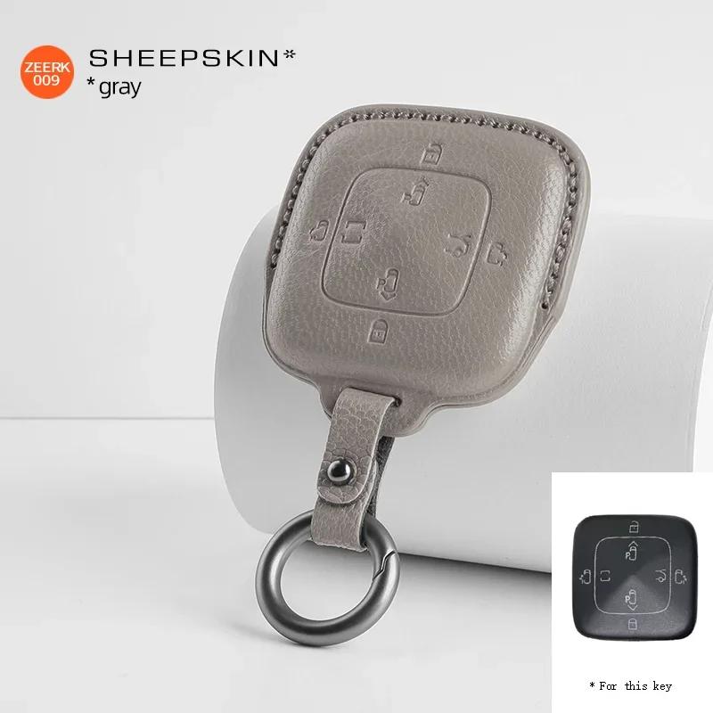 Innenraumverkleidungen Lammfell Auto Intelligenter Fernschlüssel Etui Abdeckung Halter Tasche Schale Voll für ZEEKR 009 Schlüsselanhänger Auto Zubehör