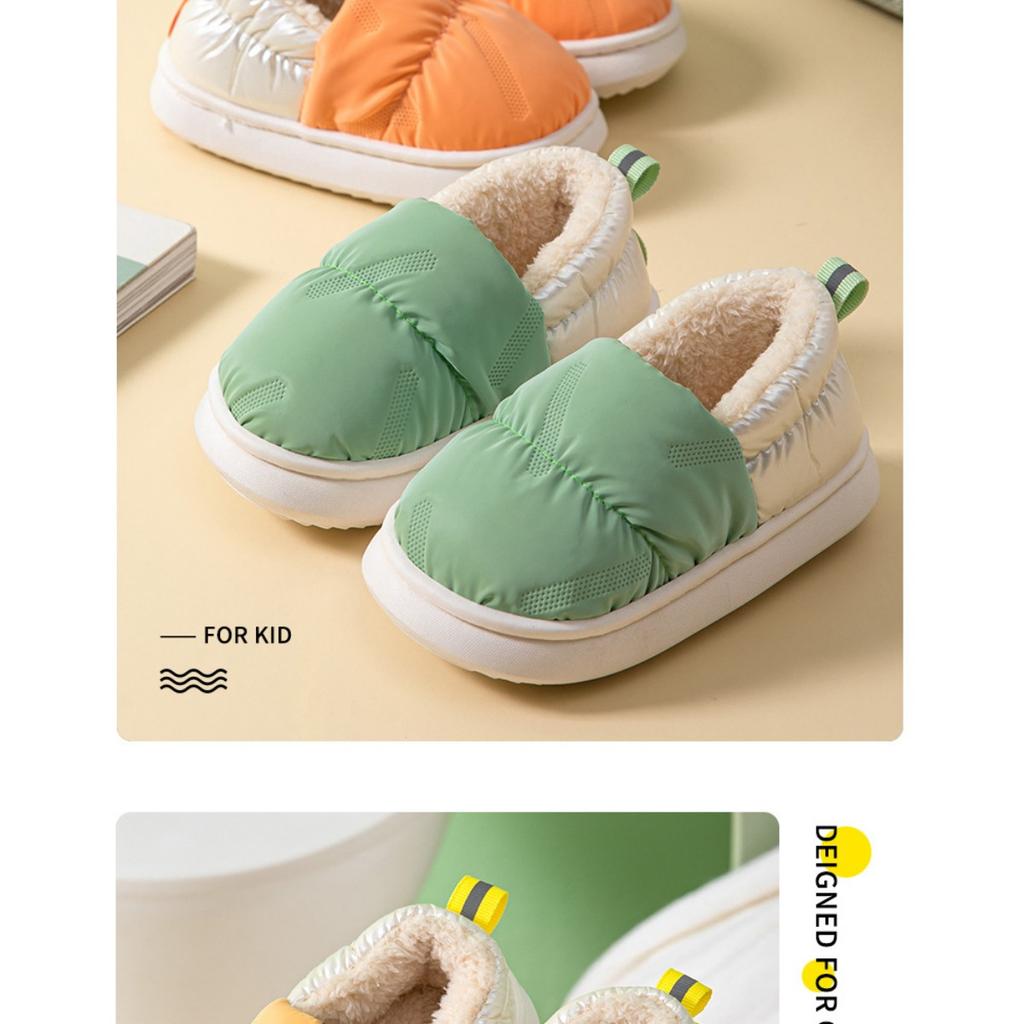 Children's Cotton Slippers Winter Bag Heel Waterproof and Anti Slip Small, Medium and Large Boys and Girls Thick Soft Sole with Plush Cotton Shoes