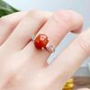 Adjustable Vintage Style Red Agate Ring Women Men Geometric Minimalist Boho Jewelry