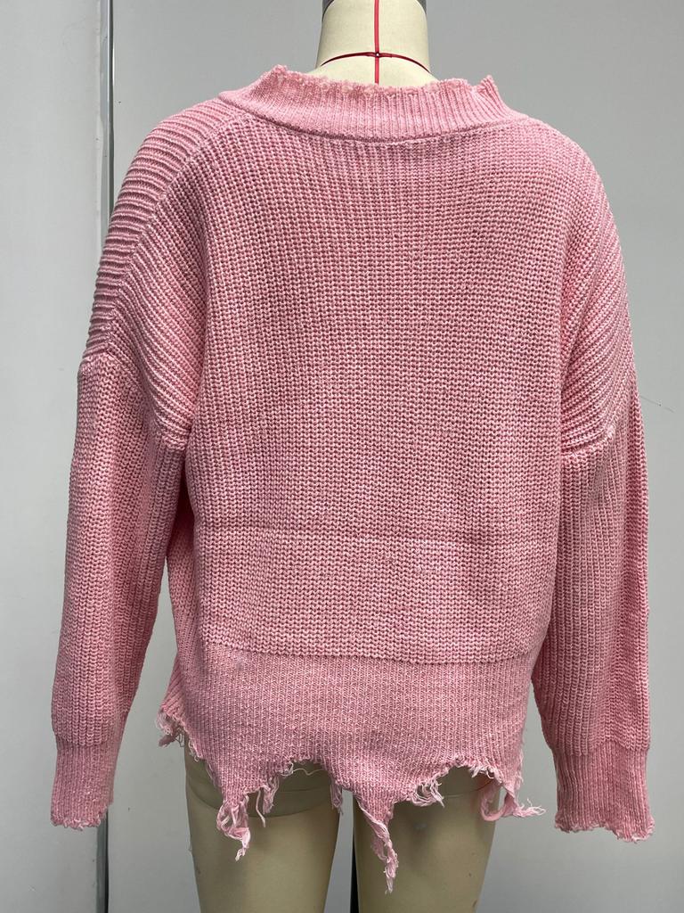 Pulovere Moda simplă Largi Vintage Moda de toamnă și iarnă Haine clasice moale pentru femei Bumbac ciucuri găuri sparte Pulover tricot