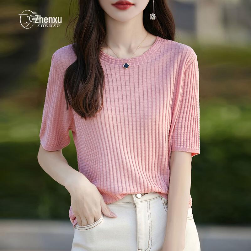 

Women s Tencel Lyocell Waffle Knit Short Sleeve T-Shirt L