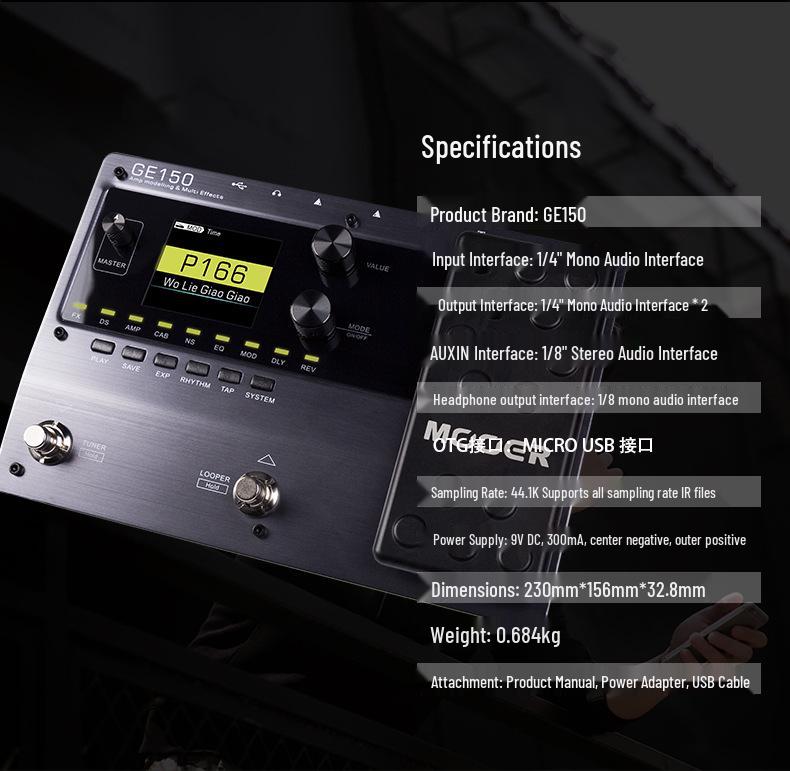 MOOER GE150 Guitar Multi-Effects Pedal with 9 Effect Types & Amp Simulation