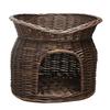 Medium Woven Rattan Pet House: Enclosed, Double-Layer, Washable, All-Season Cooling Mat for Dogs and Cats