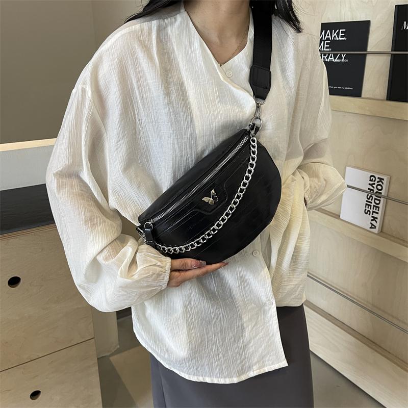 Casual Banana Chest Bag for Women  Chain Cross Body Bag  Sling Waist  Half-moon Belt  Fanny Pack  Feminine Bags  New