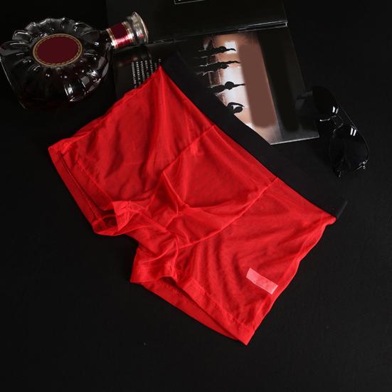 Pánské boxerky se středním pasem, pohodlný střih, vysoká elasticita, šortky, kalhotky, krajková síťovina, bezešvé spodní prádlo