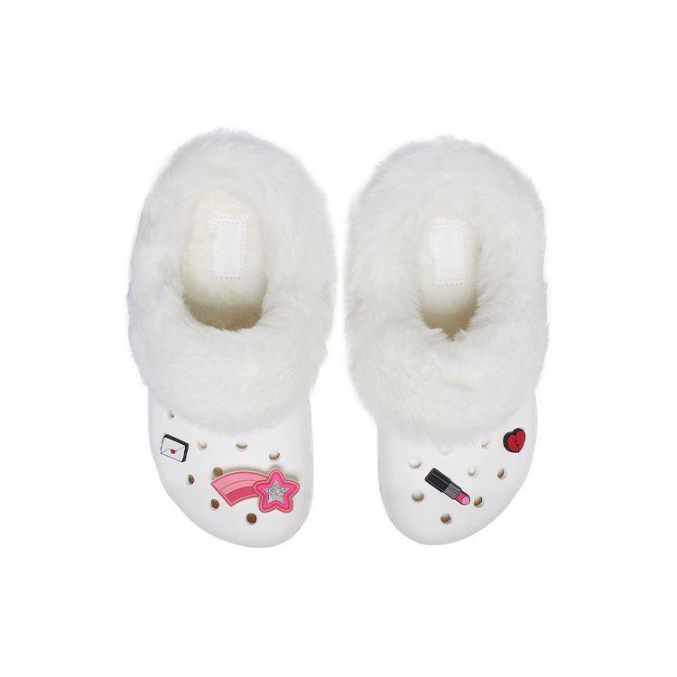 Crocs Unisex Classic Mammoth Charm Clogs White Lightweight Comfort Slip On 207409-100