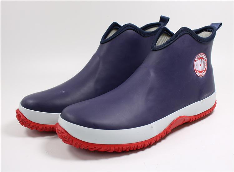 

Men s Slip-on Rain Boots Waterproof Rubber Ankle Boots Outdoor Casual Fishing Boots Students Rain Shoes Male Platform Booties 38 синий