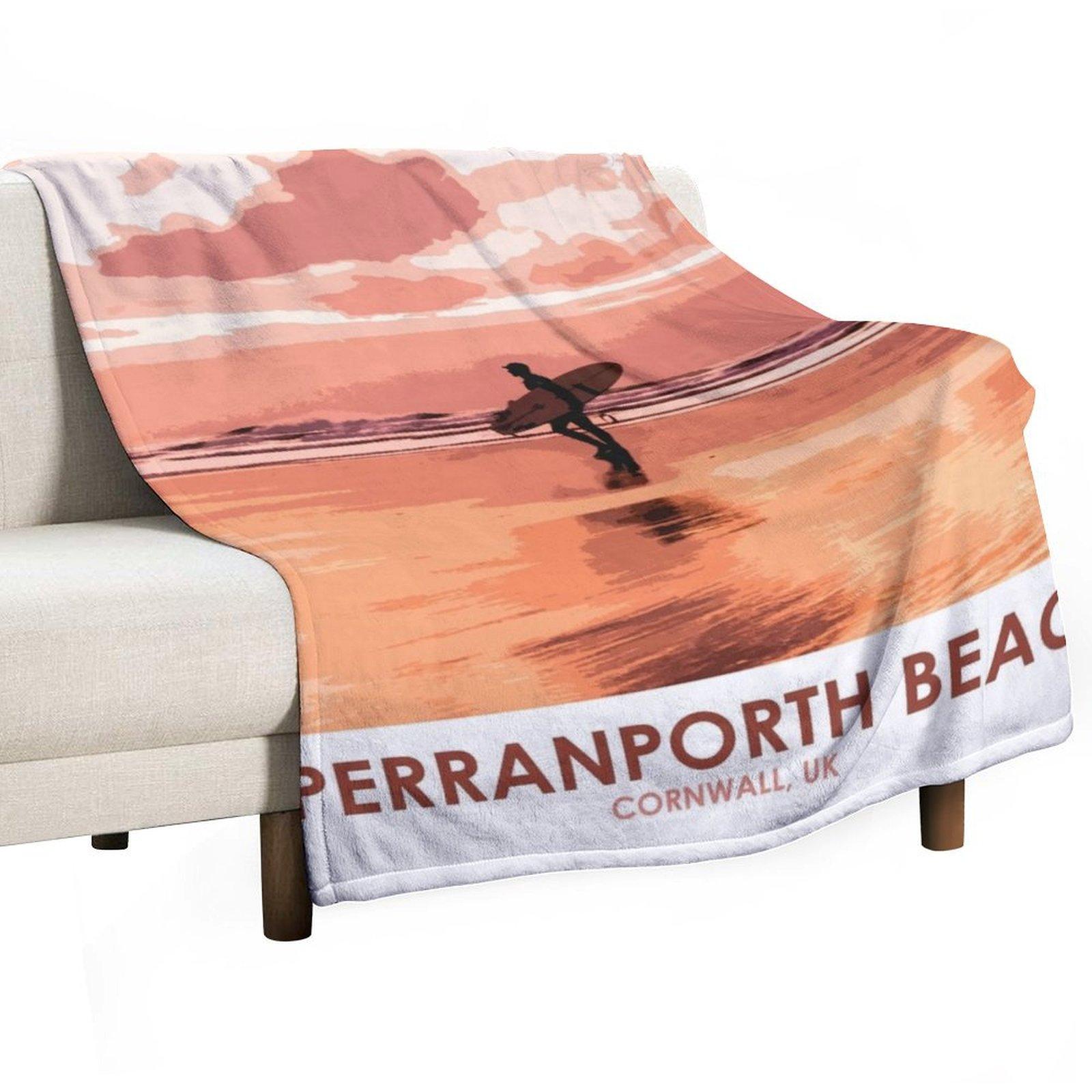 Perranporth Beach - Cornwall, UK Throw Blanket Decorative Throw Bed Fashionable For Decorative Sofa Soft Blankets 30x40in