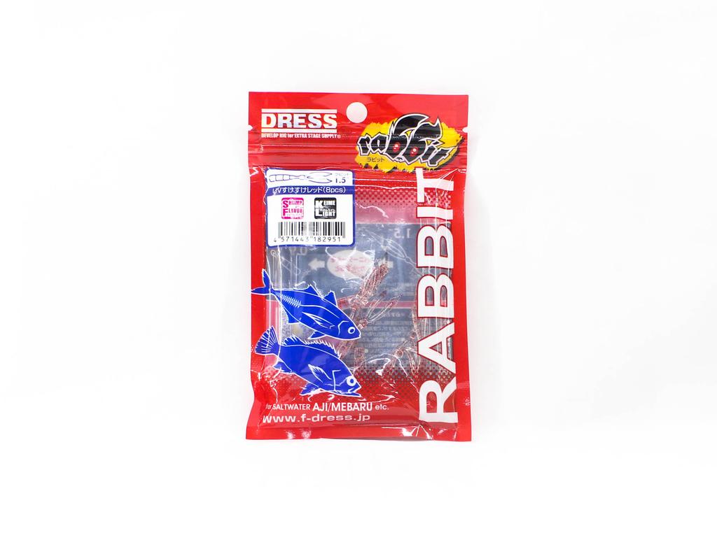 Dress Soft Lure Rabbit 1.5 Inch 8 per Pack UV Clear Red (2951)