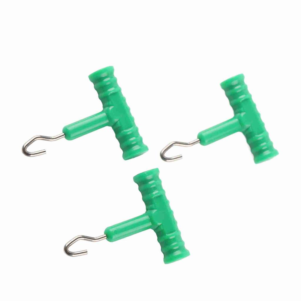 3pcs T Shape Handle Stainless Steel Hook Fishing Baiting Rig Tool(black)