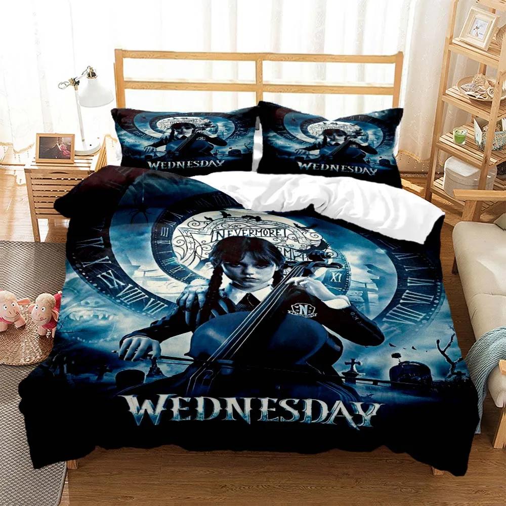 

Постельное белье с принтом «Американские драмы Аддамс» в стиле «Среда» напечатано на 3D-принтере. Комплект постельного белья размера «queen size». Мягкий и удобный индивидуальный комплект постельного белья размера «king size». 150x200cm 3pcs