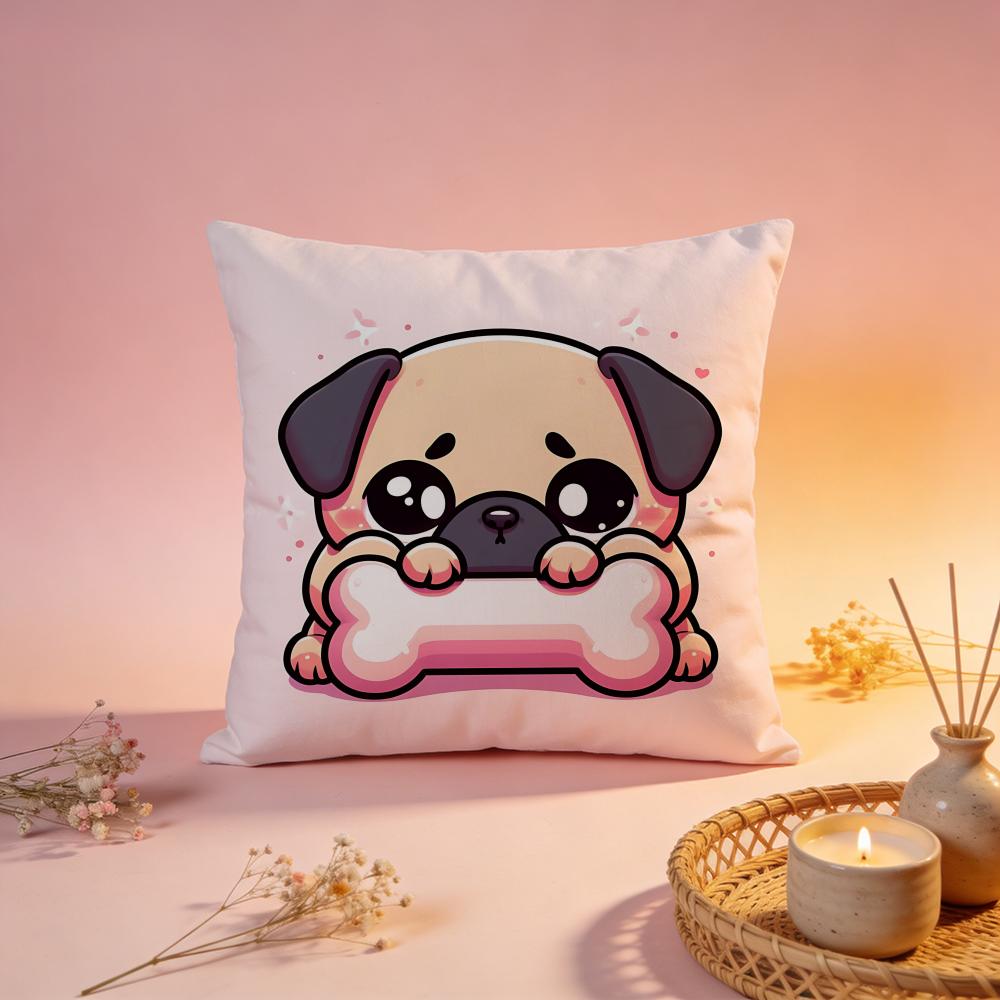 Lovely Cute Pug Dog Cushion Cover Comfortable Durable Pillow Cover MultiScene for Home Office Car Sofa