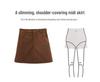 2024 Spring/Summer Retro Corduroy High-Waisted A-Line Midi Mini Hip Wrap Skirt for Women