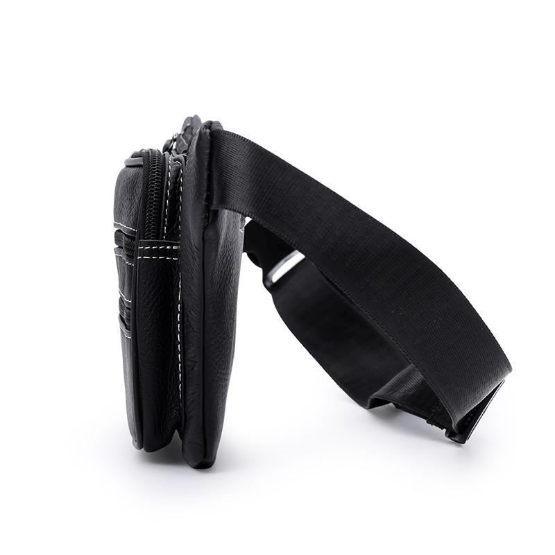Crossbody Bag Men's Multi-Layer PU Shoulder Bag Business Chest Bag Commuter Waist Bag