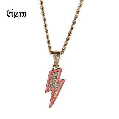 Personalized Luminous Lightning Necklace, Simple Trendy and Cool Ins Wind Drip Oil Inlaid Zirconium Hip-hop Jewelry Sweater Chain