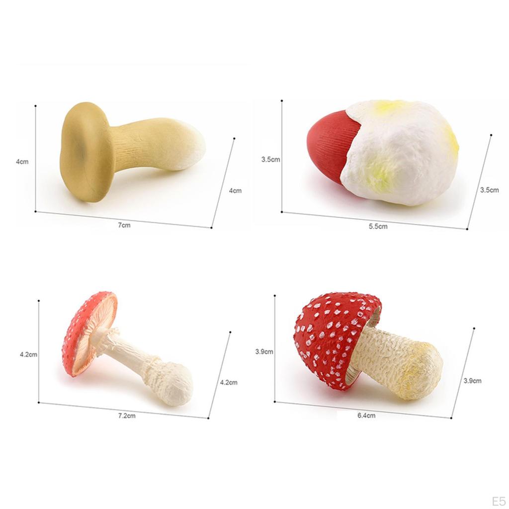 4 Piece Mushroom Model Decoration Figures for Nursery Storytelling Toddlers Unisex