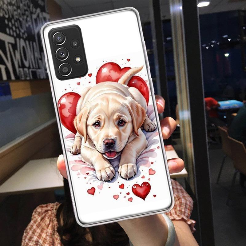 Lovely Puppy Heart Dogs Phone Case for Samsung A54 A57 A37 A17 A14 A15 A12 A24 A34 A55 A35 A25 A52S A07 A05S A04S A22 A32 A72 Ga