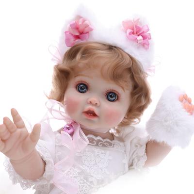 Cloveray 45cm Blaue Augen Reborn Baby Puppe mit Wechselkleidung, Niedliches Vinylpuppen Spielzeug, Geburtstagsgeschenk (Name: Elowen)