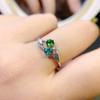 BELLA BOX Retro Feather Imitation Natural Tourmaline Inlaid Blue-green Zircon Ring Suitable For Women's Daily Party Fashion Jewelry