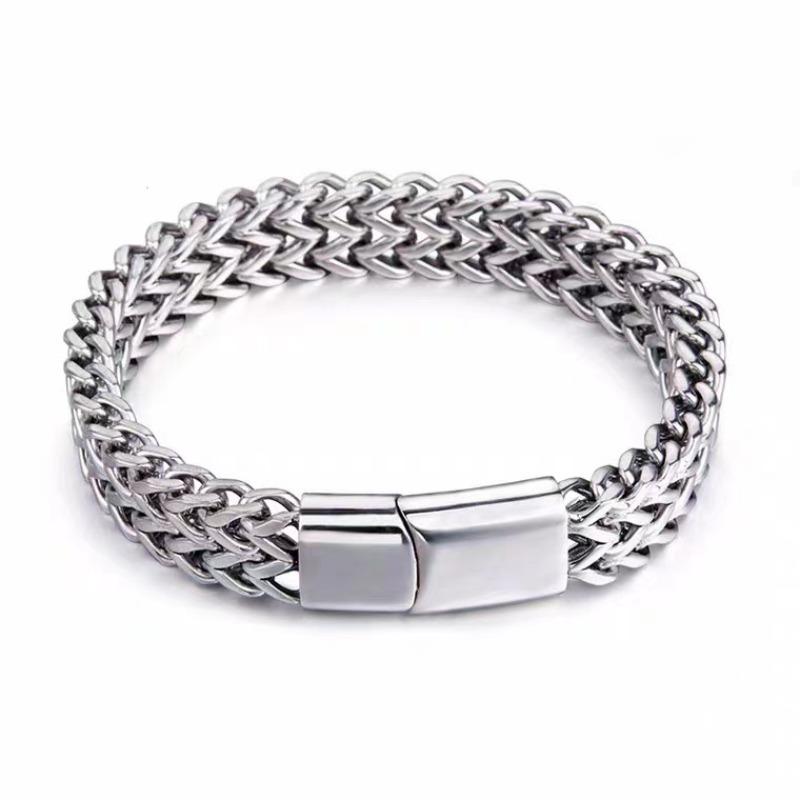 1PC Stainless Steel Braided Double Row Front and Rear Fish Scale Alloy Magnetic Buckle Bracelet with Keel Jewelry New Model