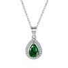 OAHLAN New Trend Teardrop Shape 925 Sterling Silver Necklace Pear Cut Cubic Zirconia Pendant Necklace for Women Fashion Jewelry