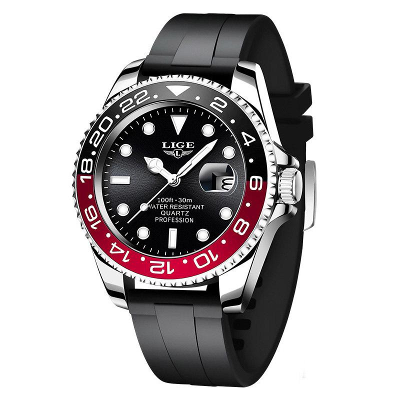 LIGE Men's Green Waterproof Quartz Calendar Sports Wristwatch