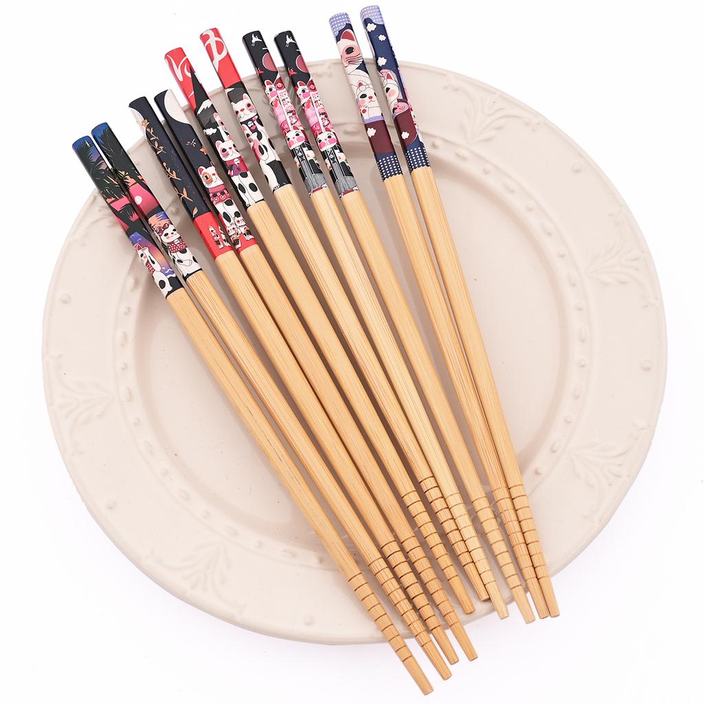5pairs Chinese Style Chopsticks Bamboo Anti Slip Sushi Chopsticks Household Restaurant Bamboo Chopsticks