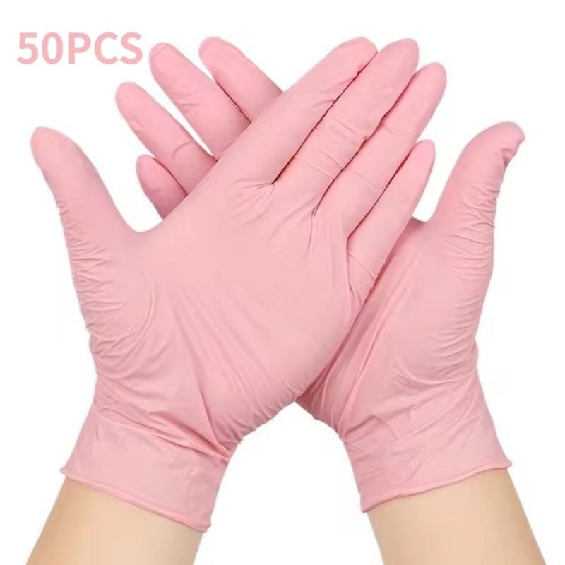 

50/100 шт одноразовые розовые нитриловые перчатки бытовые чистящие средства для татуировок волос покраска маникюр без латекса водонепроницаемые чистящие средства S