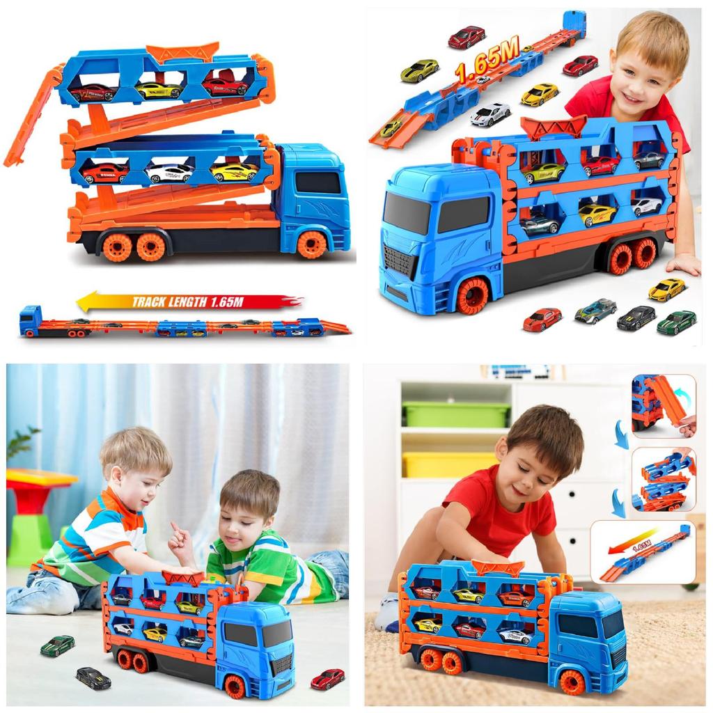 Childrens Large Track Car Set With Collapsible Metal Vehicles For Indoor Play And Development