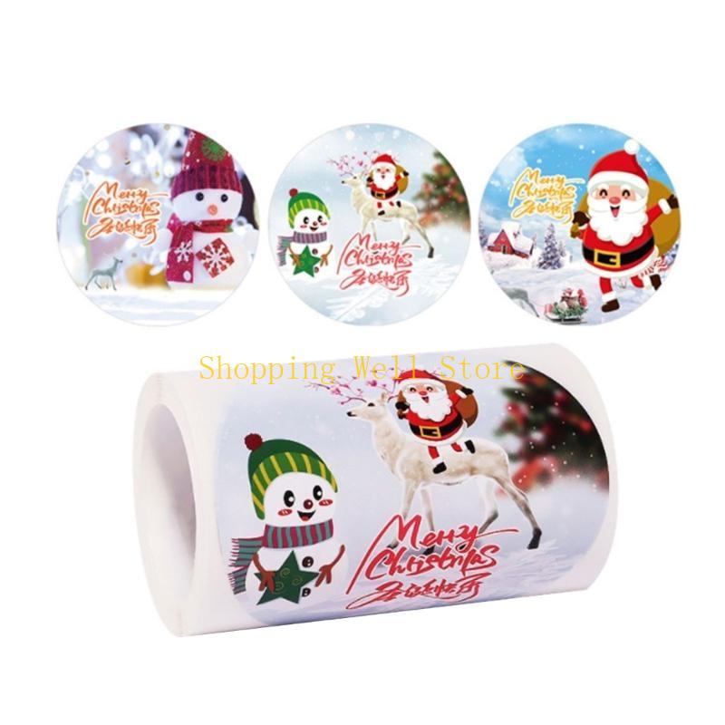 

KX4B Christmas Labels Gift Sealing Stickers Self-adhesive Gift Wrap Stickers