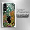 Katze im Blumenbusch gehärtetes Glas Handyhülle geeignet für Samsung Galaxy S26 S25 S24 S22 S21 S20 FE/Ultra/Plus sturzsicher