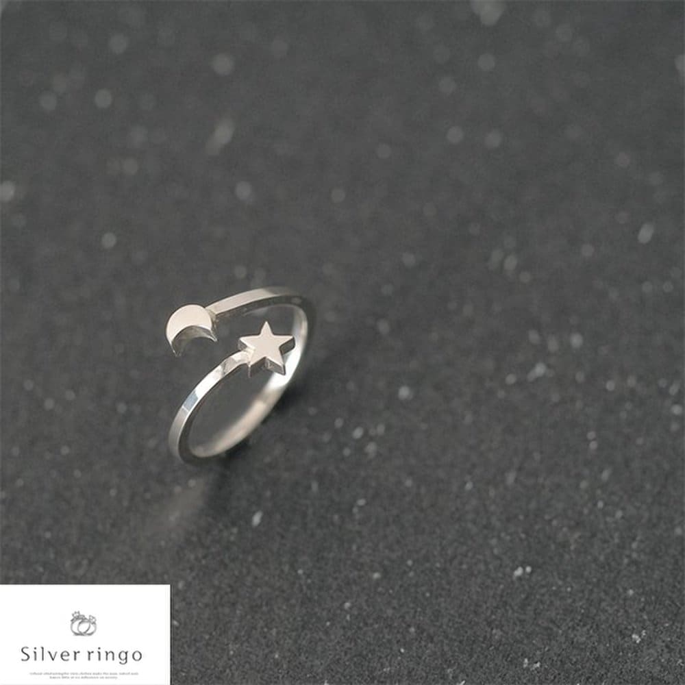 

Silver 925 Star-shaped Moon-shaped Ring Mini Night Sky R No. 11 54mm