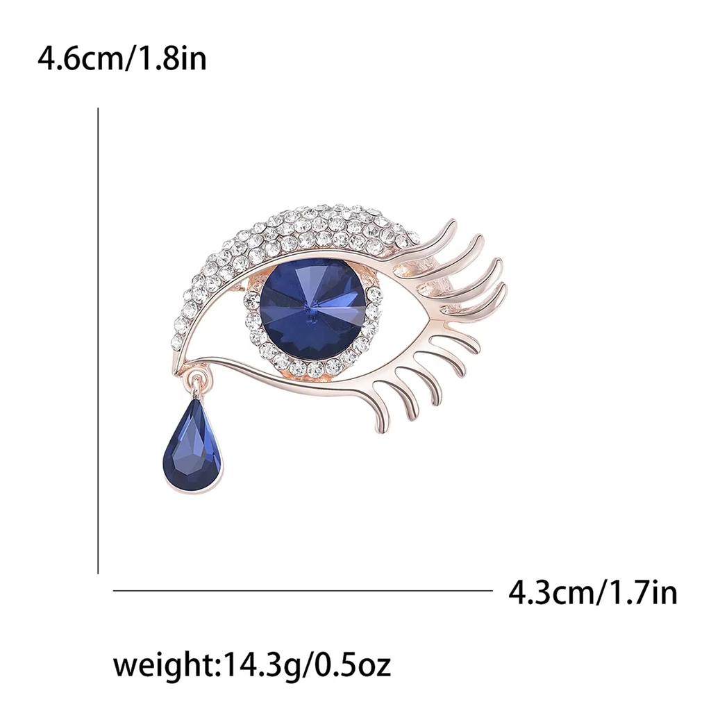 Luxury Crystal Eye Brooch Pin with Rhinestone Embellishments High-End Sweater Coat Accessory Elegant Tear Drop Design Fashion Jewelry