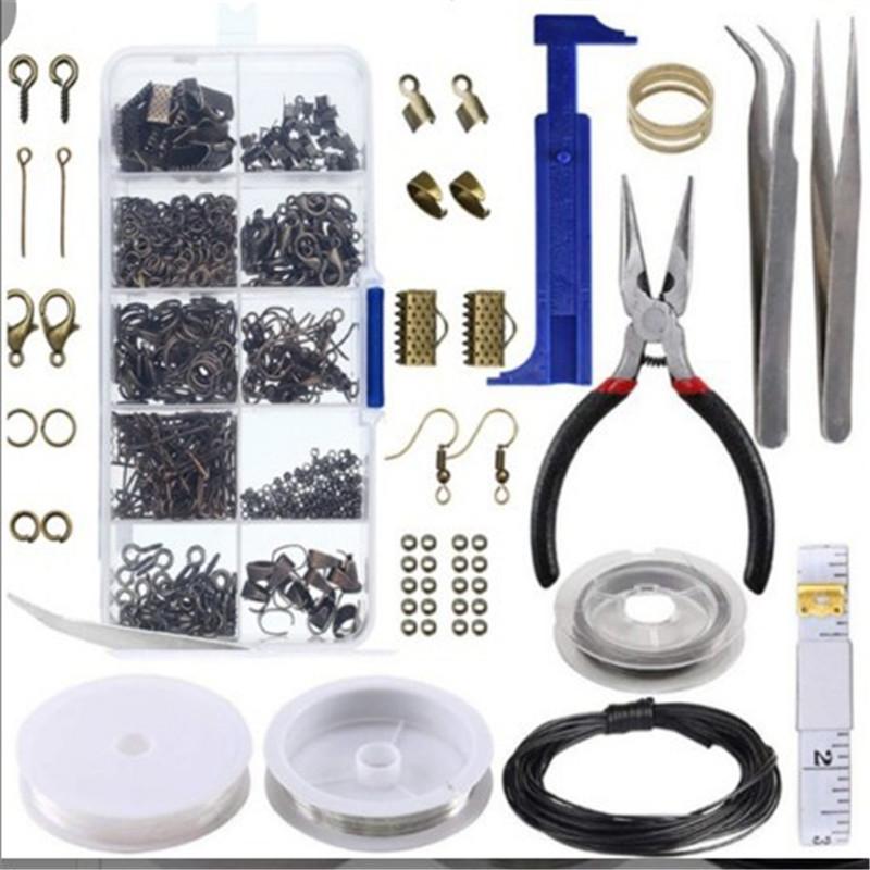 Diy Jewelry Accessories 10-Grid Boxed Earrings Jewelry Set, Ear Hook Open Ring Pointed Nose Pliers