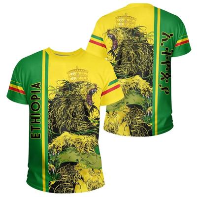 Äthiopische Flagge Grafik T-Shirt König Indigener Stamm Löwe 3D Gedruckte T-Shirts Männer Frauen Lässig Sommer Äthiopien Nationalfeiertag Tops